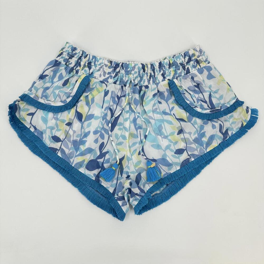 Poupette St Barth Blue Floral Shorts, size XS